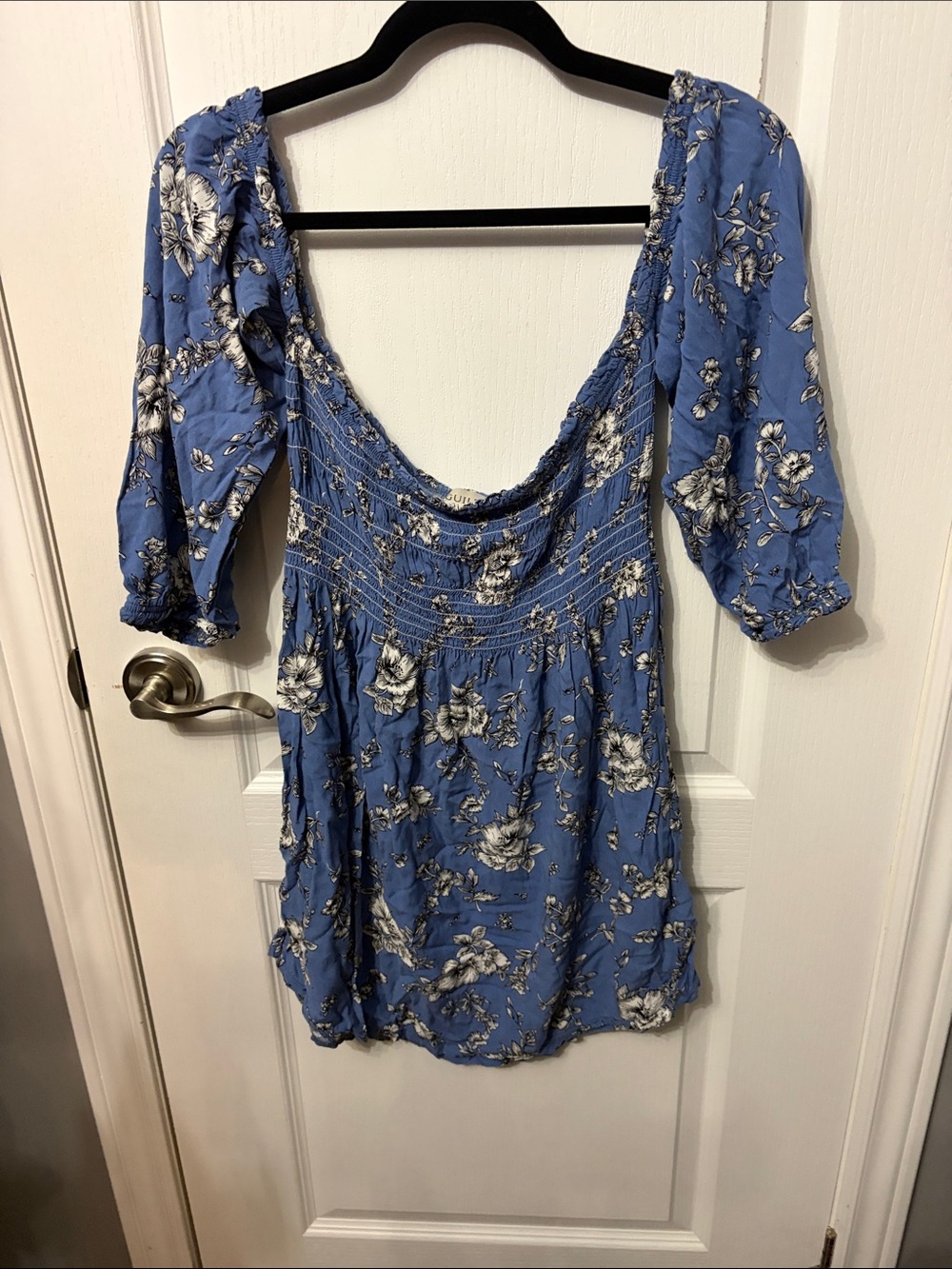 Blue Floral Scoop-Neck Women’s Top
